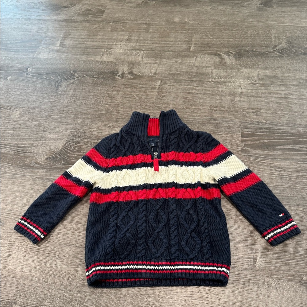 Tommy Hilfiger kids Cable knit Quarter-zip sweater SZ XXS (2T-3T)